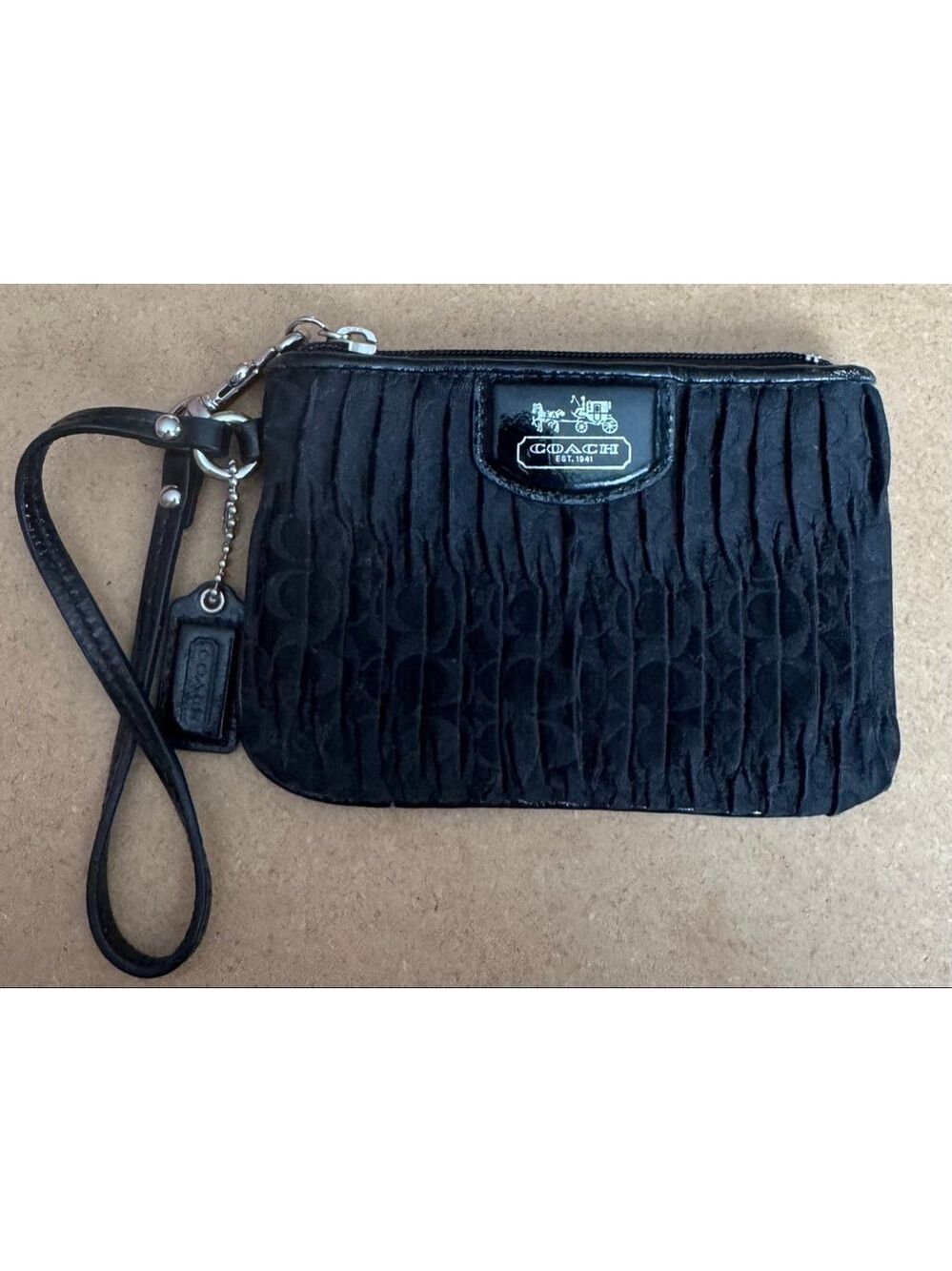 Women's Coach Black Ruched Wristlet One Size